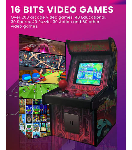 Mini Arcade Cabinet Arcadenia - Máquina De Juegos Retro Col