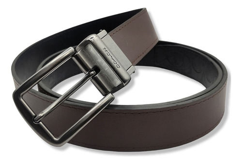 Cinturon Coach Doble Vista Reversible Hombre Mujer Unisex Color Troquelado Diseño De La Tela Hebilla Clasica Talla Ch (105cm)