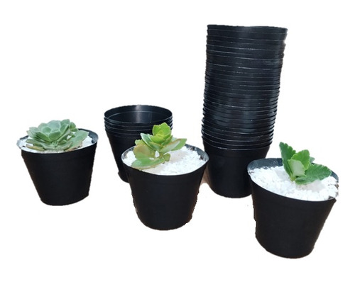 Maceta Plastico Duro Color Negro Plantas Tunas Crasas Cactus
