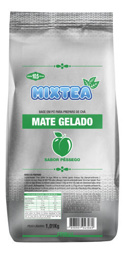 Chá Mate Gelado Sabor Pessego Solúvel Mix Tea 1kg Rende 10 L