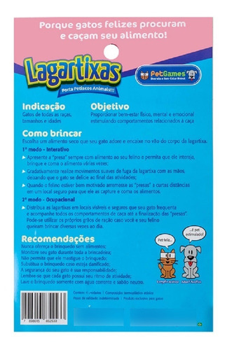 Imagem 2 de 4 de Brinquedo Interativo P/ Gatos Pet Games Lagartixas Sortidas