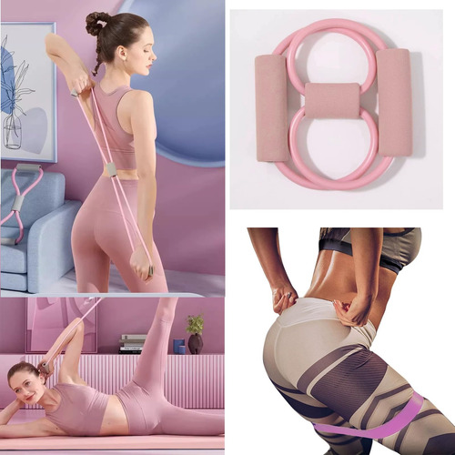 Kit Yoga Y Pilates Better Me Mujer Anillo Pelotas Bandas Rosado