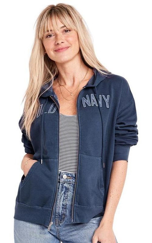 Polerón Mujer Old Navy Logo Con Cierre Y Capucha Azul