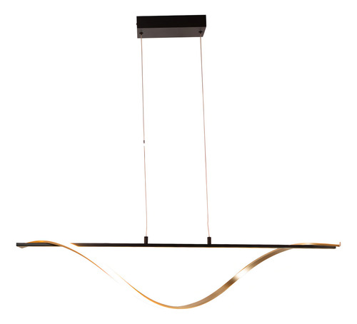 Lámpara Colgante Led 3000k, Acabado Negro Mate Y Oro, 24w
