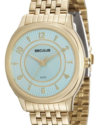 Relógio Seculus Feminino Analógico Dourado Original + Nf
