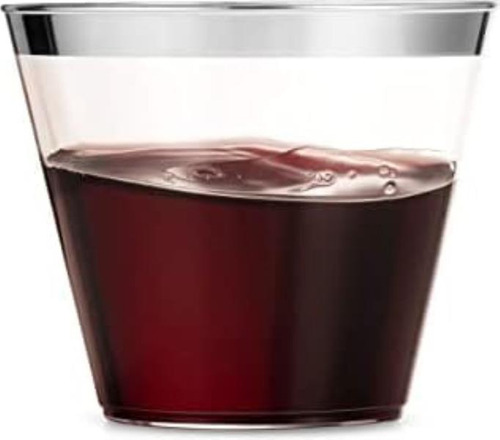 Munfix 100 Vasos De Plástico Plateados Vasos De Plástico Tra