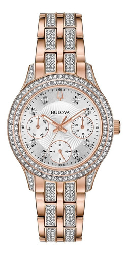 Reloj Bulova Para Mujer 98n113 Con Cristales Y Acero