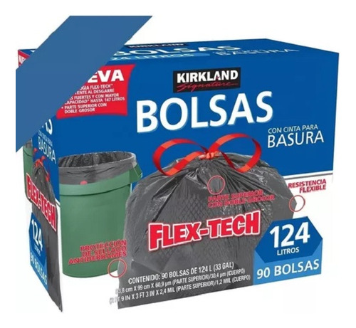 90 Bolsas Negra Para Basura Con Cinta