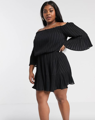 Vestido Femenino Negro Asos Hombros Libres