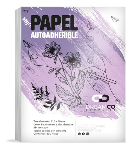 Papel Adhesivo Autoadherible Mate Tamaño Carta 100 hojas