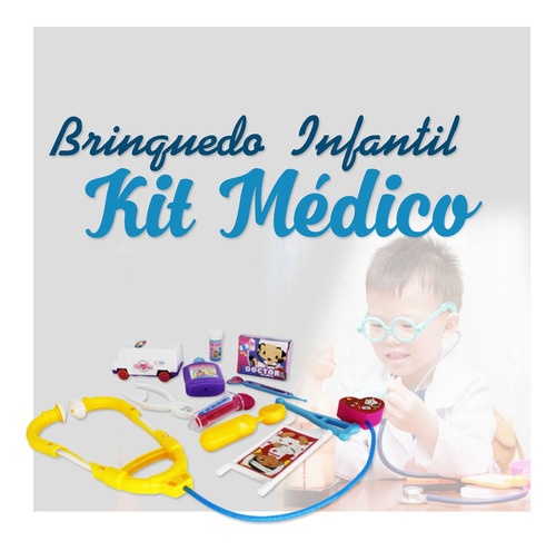 Imagem 2 de 6 de Kit Médico Infantil Brinquedo Ambulância Termômetro 11 Peças