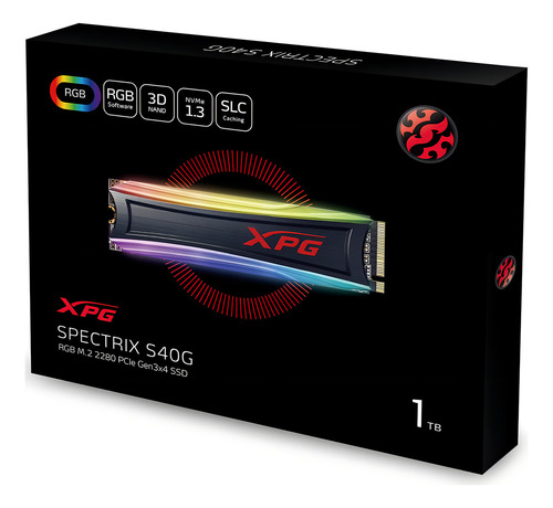 Ssd M.2 1tb Disco Duro Estado Solido Xpg Spectrix 2280 Rgb Disipador Gamer Color Negro