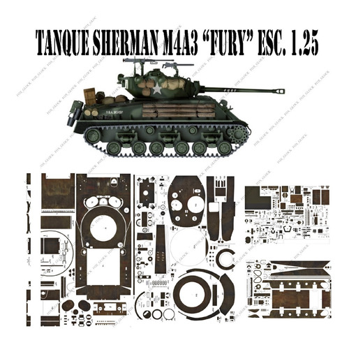 Sherman M4a3 E8 Fury 1.25 Papercraft