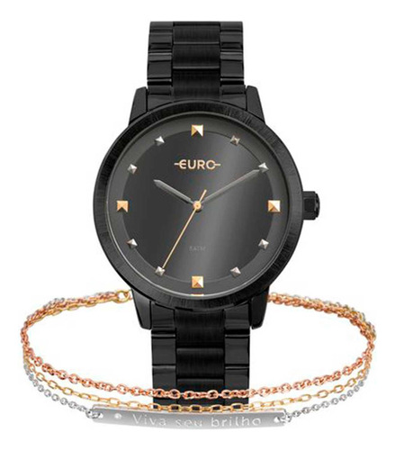 Relógio Feminino Euro Eu2039jv/4p Self Glow Preto