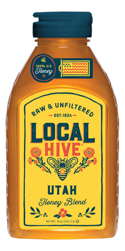 Local Hive Miel Cruda Y Sin Filtrar De Utah, 16oz