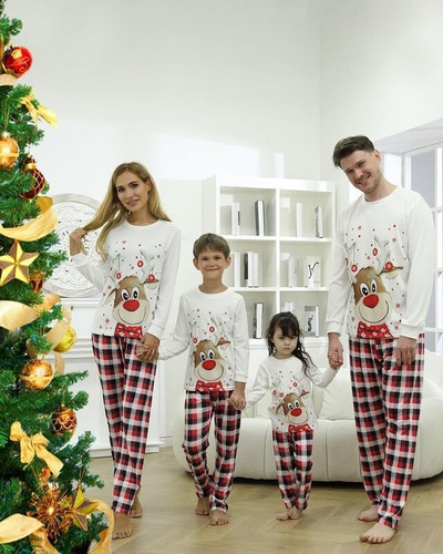 Pijamas De Navidad For La Familia Con Estampado De Renos