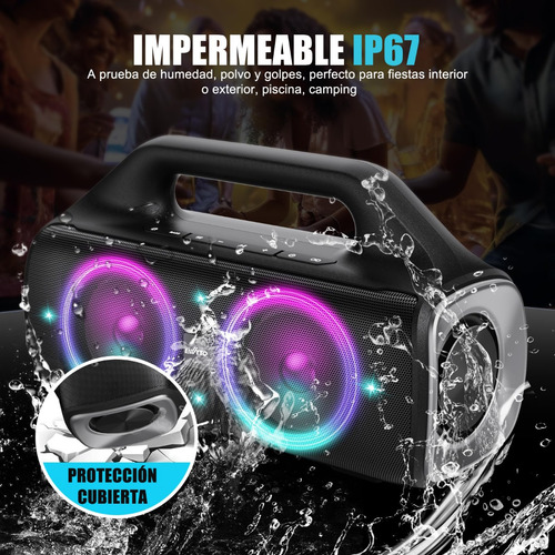 Parlante Ewtto ETP406B Portátil con Bluetooth Waterproof Color Negro 110V/220V