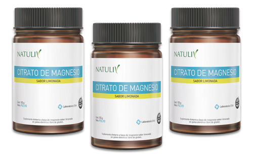 Citrato De Magnesio En Polvo Natuliv 30 Servicios X 3 Potes