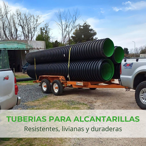 Tubo Ecoline Caño Alcantarilla Dn400 Extremo Liso X 6 Metros