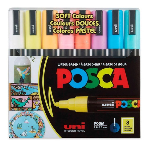 Imagen 1 de 6 de Set Marcador Acrilico Posca 5m 8 Colores Pastel Japones