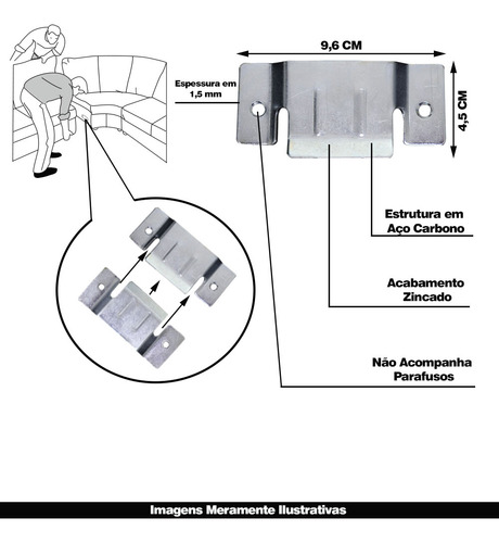 20 Pares De Conector De Encaixe Móveis Sofá Cabeceira Painel