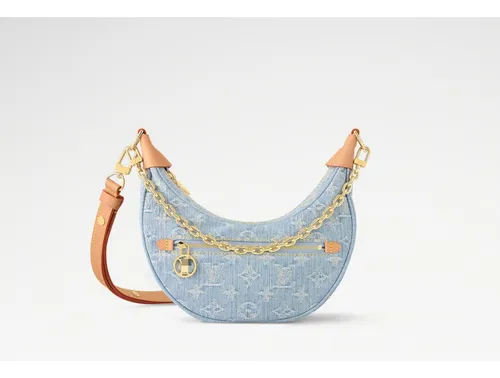 comprar Cartera De Jean - Mini Bag Denim - Carteras Importadas Celeste Logo Oro Suela