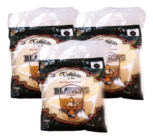 Tortillas De Maiz Para Tacos Blancas Pack 3 Con 25pzas C/u