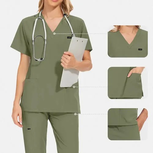 Conjunto De Esfoliante, Blusa E Calça De Cor Neutra Hmm Zy