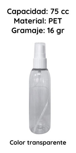 Imagen 6 de 10 de Botellas Plasticas Pet 75 Cc X 50un Con Spray Rociador