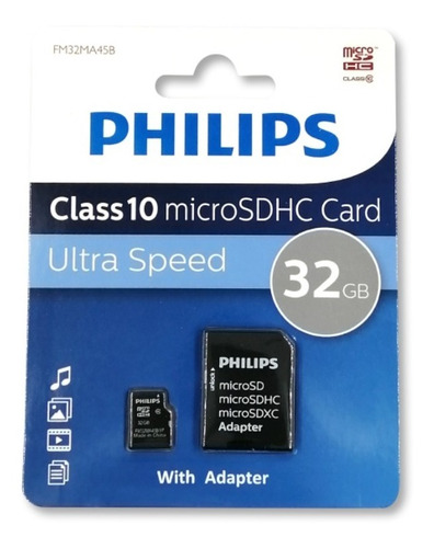 Memoria Micro Sd 32gb Philips + Adaptador
