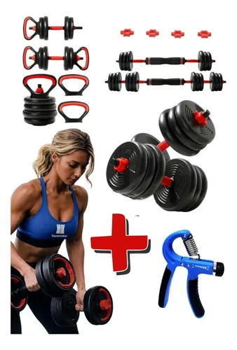 Kit Halteres 6 Em 1 Peso Musculação Ajustável Halter, Kettlebell,...