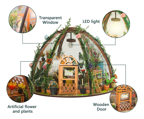 Kit De Casa De Muñecas En Miniatura De Bricolaje Con Luz Led
