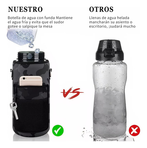 2l Botella Deportiva De Botella De Agua Con Popote Y Eslinga