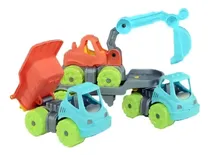 Comprar Set De 3 Camiones Duravit Volcador Excavadora Y Camion Playo Color Variado Personaje Camion