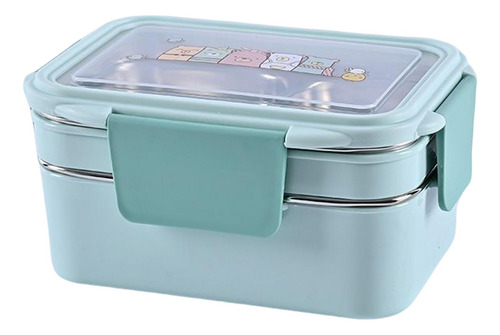 Caja Bento De Acero Inoxidable Con Compartimentos Azul