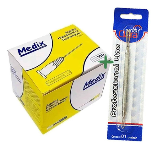 Kit Agulha 30g Anvisa Milium Caixa 100un E Extrator Cravos