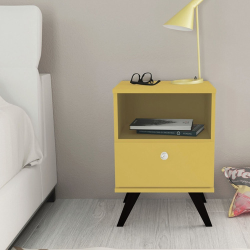 Velador 1 Cajon Retro Amarillo
