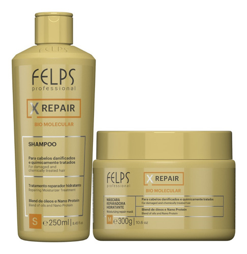 Felps Xrepair Shampoo + Máscara Bio Molecular 300g 