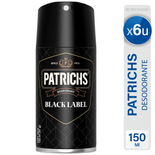 Patrichs Desodorante Aerosol Black Label Noir Pack X6