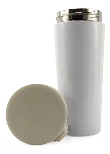 Copo Térmico para Laser Aço Inox com Tampa Acrílica Branco Fosco - 350ml -  socd-mob