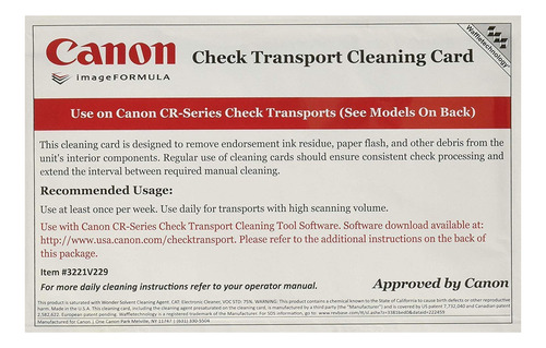Tarjeta Limpieza Para Escaner Canon Cr-serie 90