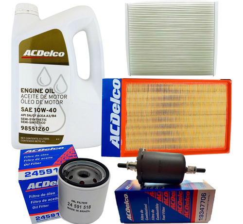 Kit 4 Filtros + Aceite 10w40 Chevrolet Meriva 1.8 2007 2008 