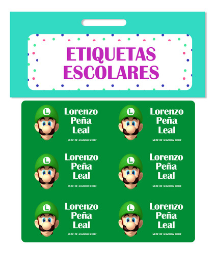 15 Etiquetas Ropa Personalizadas Luigi Bros Niños