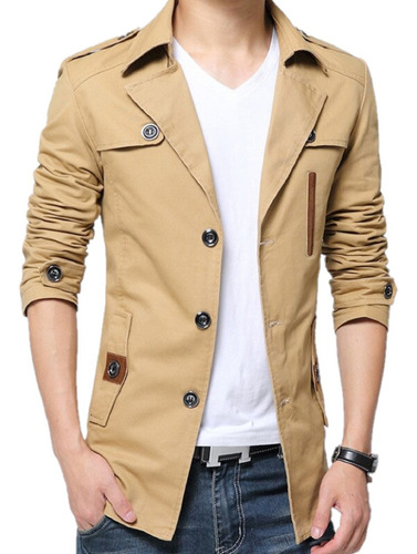 Saco Blazer Estilo Gabardina Slim Fit Casual Formal Eleg [s]