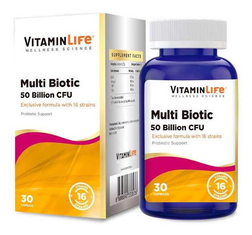 Probiotico Multi Biotic /30 Cáps/16 Cepas/50 Billones Ufc 