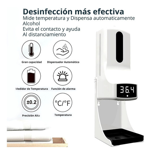 Termómetro-dispensador De Alcohol Gel Automático K9