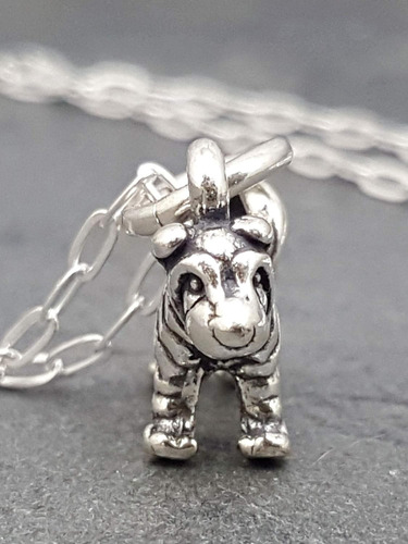 Collar De Encanto De Perro Shar Pei Pequeño De Plata E...