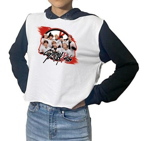 Sudadera Crop Top Bicolor Stray Kids Beisbol