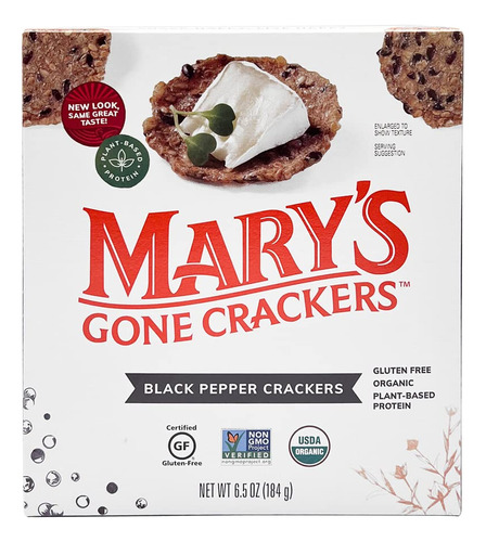 Mary's Gone Crackers, Pimienta Negra, 6.5 Onzas