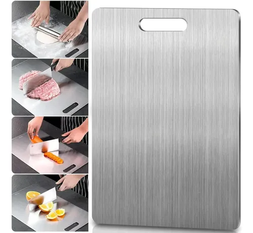 Tábua De Corte Aço Inox Para Cozinha Taboa Carne 46 Cm Lisa Prateado